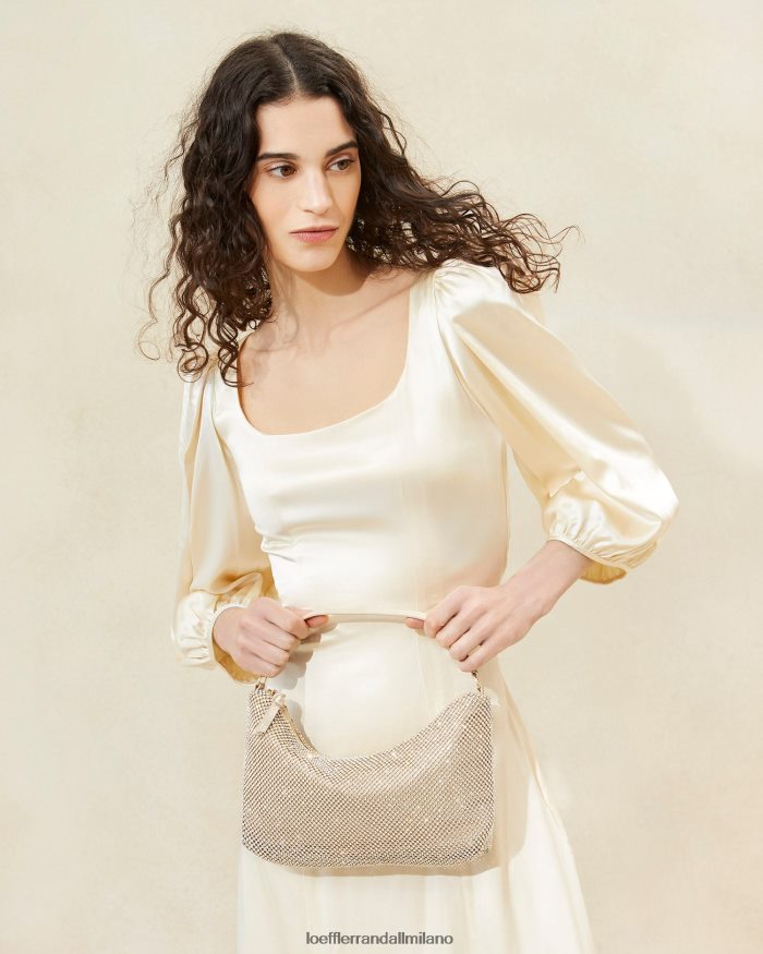 esso Loeffler Randall donne borsa baguette cam diamante oro T4022J399 borse