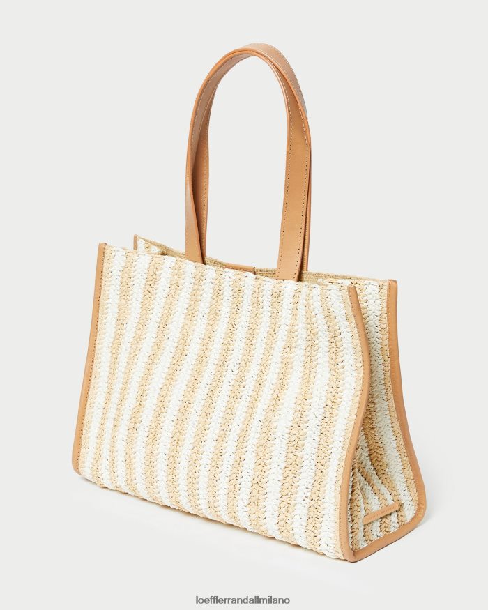 esso Loeffler Randall donne Borsa Pia Natural all'uncinetto riga bianca/naturale T4022J323 borse