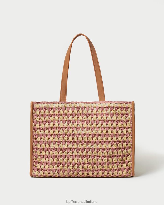 esso Loeffler Randall donne Borsa Pia all'uncinetto naturale/rosa/miele T4022J315 borse