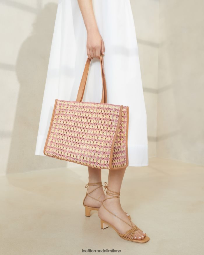 esso Loeffler Randall donne Borsa Pia all'uncinetto naturale/rosa/miele T4022J315 borse
