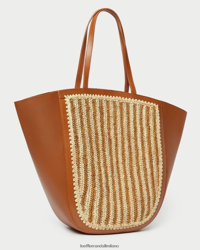 esso Loeffler Randall donne Borsa tote alata Katia naturale/marrone/cognac T4022J321 borse