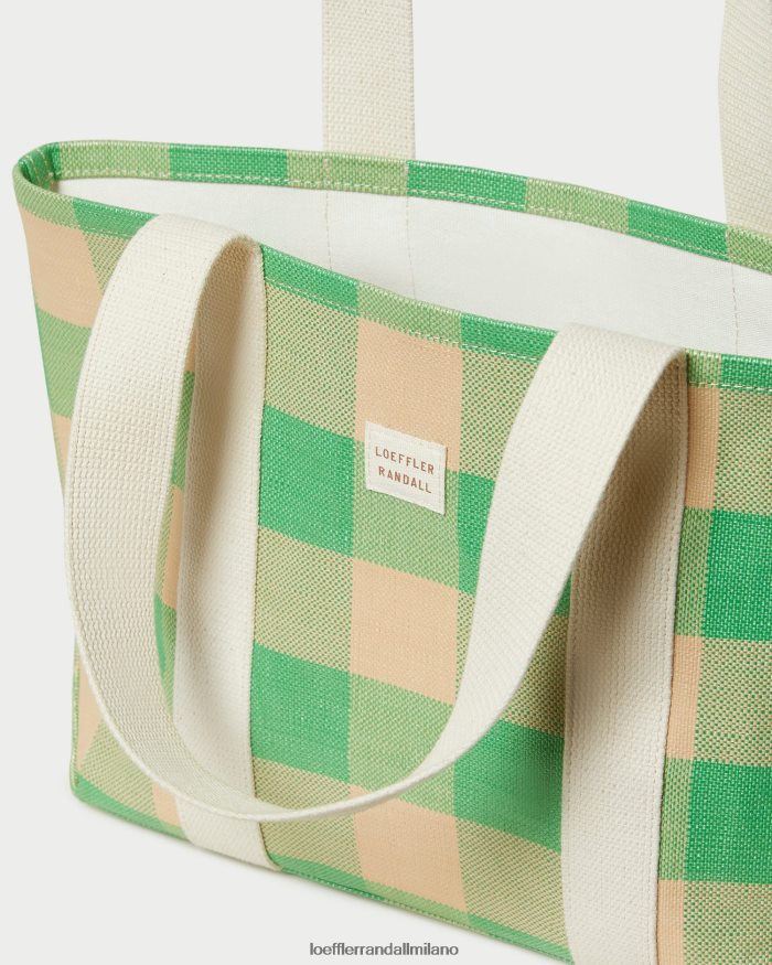 esso Loeffler Randall donne borsa media bennett percalle verde/burro T4022J314 borse