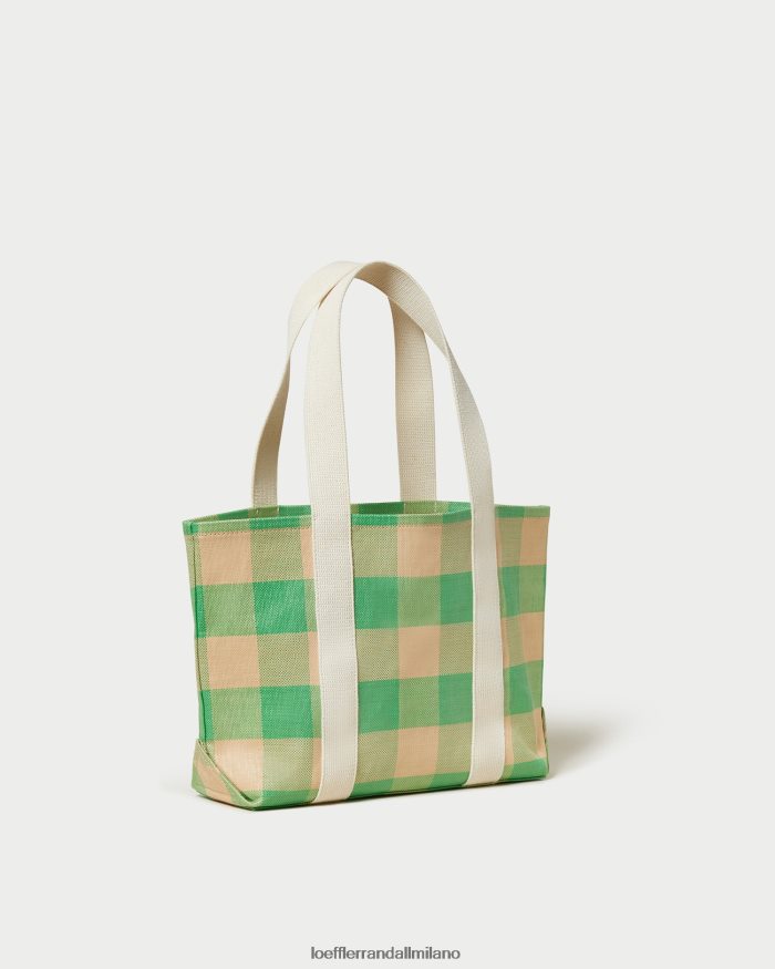 esso Loeffler Randall donne borsa media bennett percalle verde/burro T4022J314 borse