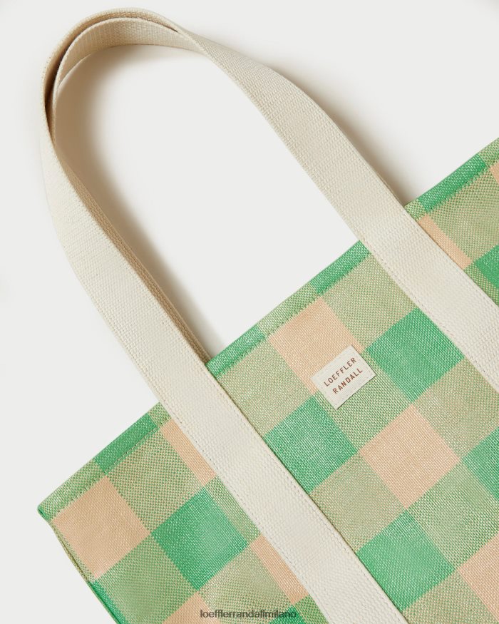 esso Loeffler Randall donne borsa media bennett percalle verde/burro T4022J314 borse