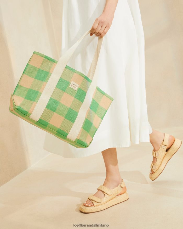 esso Loeffler Randall donne borsa media bennett percalle verde/burro T4022J314 borse
