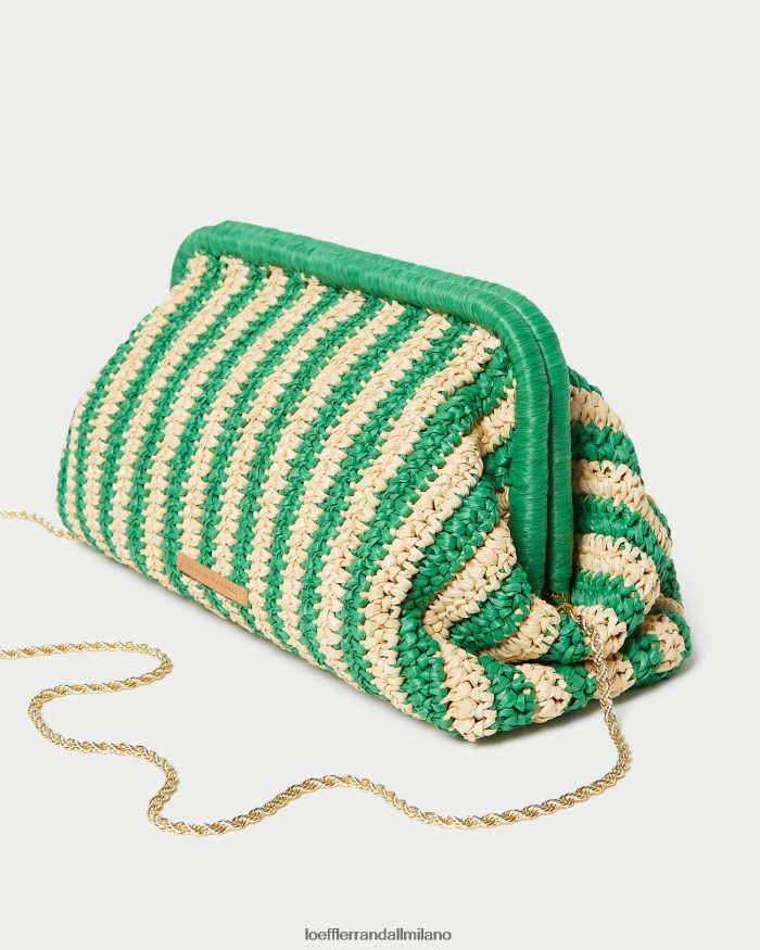esso Loeffler Randall donne Frizione con telaio trudie riga naturale/verde T4022J391 borse