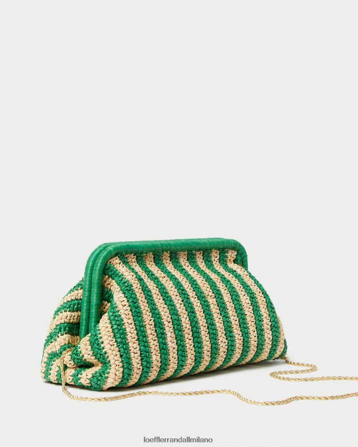 esso Loeffler Randall donne Frizione con telaio trudie riga naturale/verde T4022J391 borse