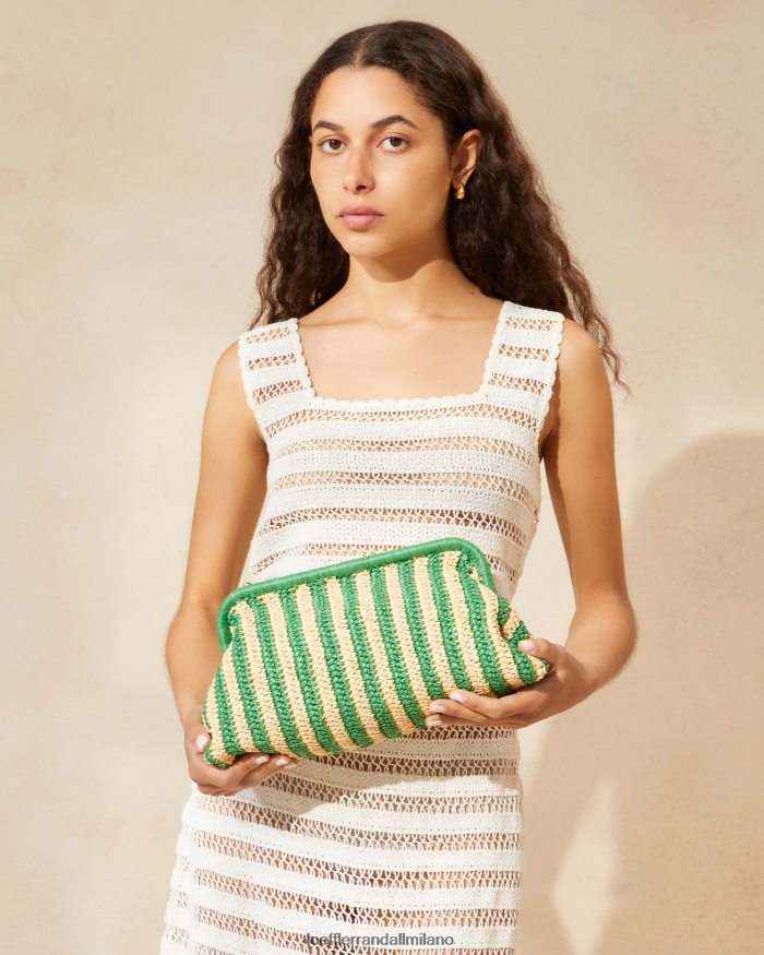 esso Loeffler Randall donne Frizione con telaio trudie riga naturale/verde T4022J391 borse