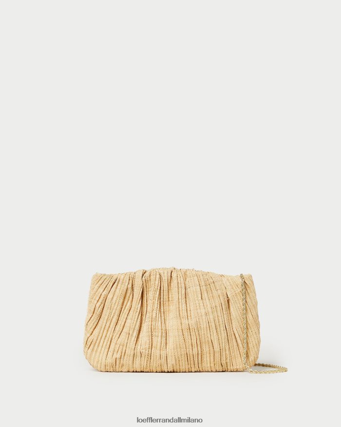 esso Loeffler Randall donne Pochette Brit piatta plissettata naturale T4022J368 borse