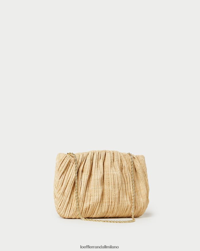 esso Loeffler Randall donne Pochette Brit piatta plissettata naturale T4022J368 borse
