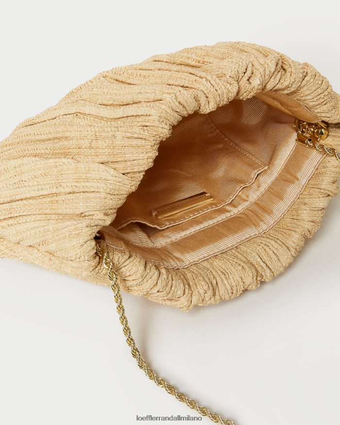 esso Loeffler Randall donne Pochette Brit piatta plissettata naturale T4022J368 borse