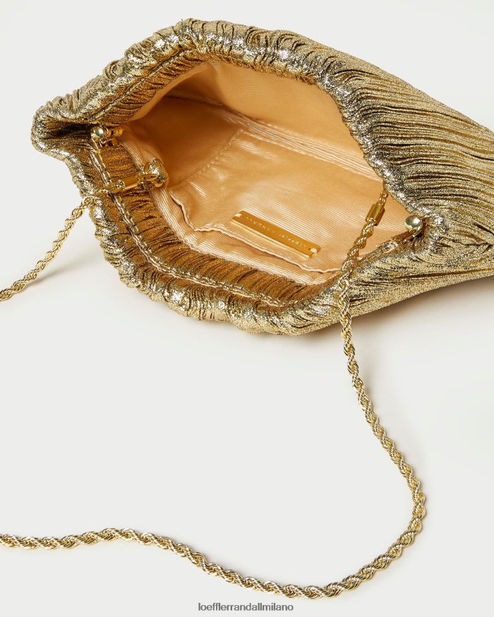 esso Loeffler Randall donne Pochette Brit piatta plissettata oro T4022J376 borse