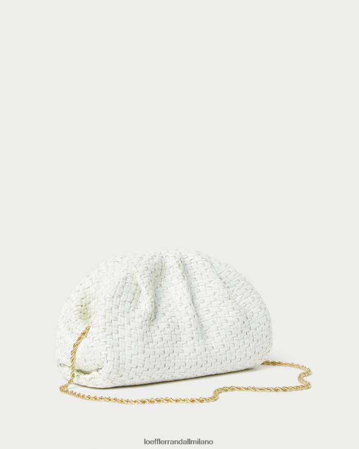 esso Loeffler Randall donne Pochette a cupola in rafia Bailey bianco T4022J398 borse