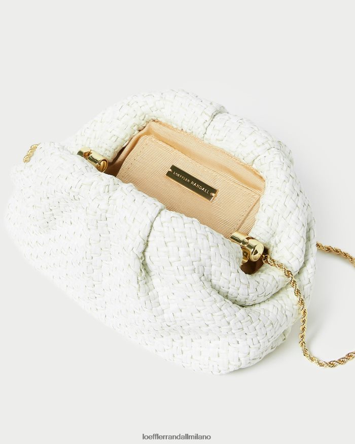 esso Loeffler Randall donne Pochette a cupola in rafia Bailey bianco T4022J398 borse
