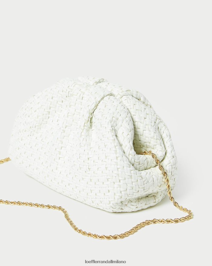esso Loeffler Randall donne Pochette a cupola in rafia Bailey bianco T4022J398 borse