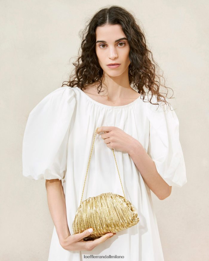 esso Loeffler Randall donne Pochette a cupola plissettata Bailey oro T4022J397 borse