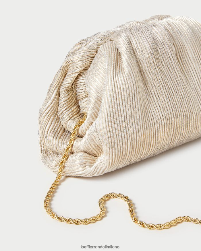 esso Loeffler Randall donne Pochette a cupola plissettata Bailey platino T4022J357 borse