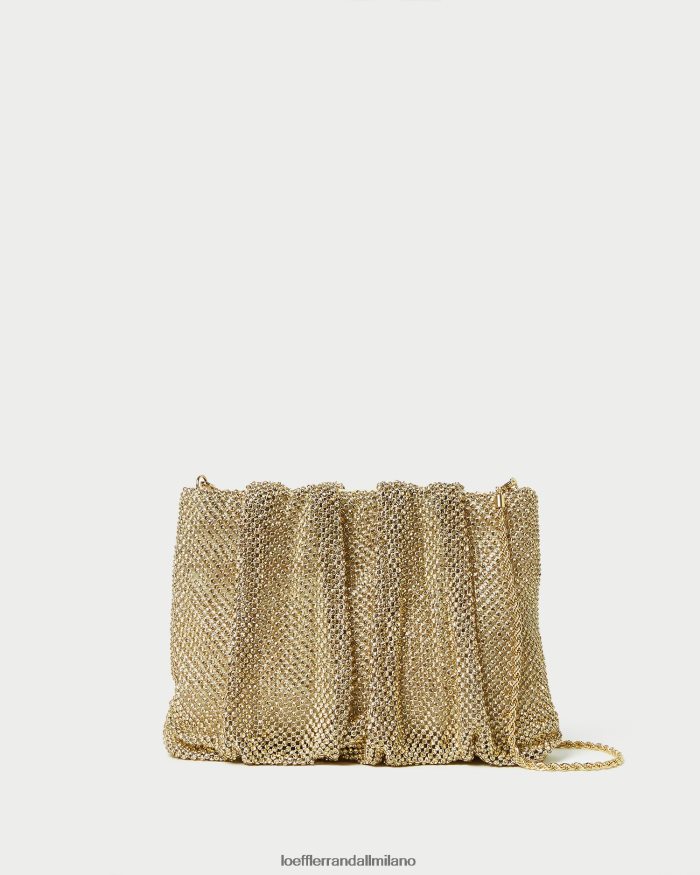 esso Loeffler Randall donne Pochette con arricciatura di diamanti color brace fieno T4022J385 borse
