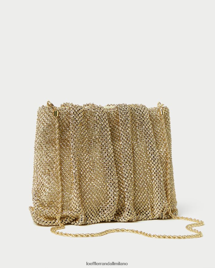esso Loeffler Randall donne Pochette con arricciatura di diamanti color brace fieno T4022J385 borse
