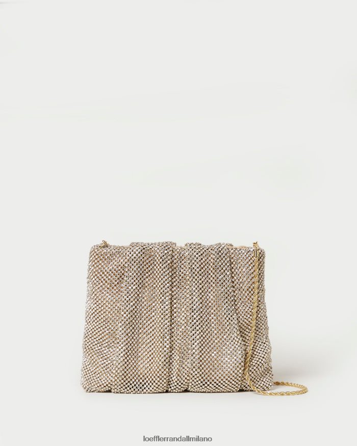 esso Loeffler Randall donne Pochette con arricciatura di diamanti color brace oro T4022J344 borse