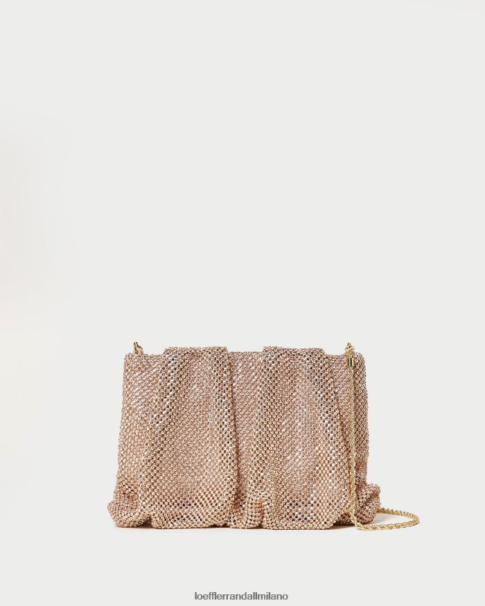 esso Loeffler Randall donne Pochette con arricciatura di diamanti color brace pesca chiara T4022J359 borse