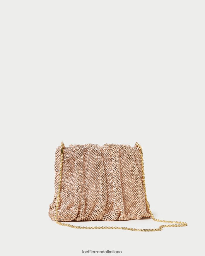 esso Loeffler Randall donne Pochette con arricciatura di diamanti color brace pesca chiara T4022J359 borse
