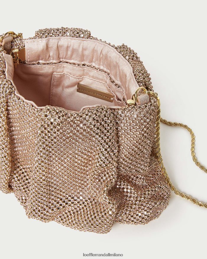 esso Loeffler Randall donne Pochette con arricciatura di diamanti color brace pesca chiara T4022J359 borse
