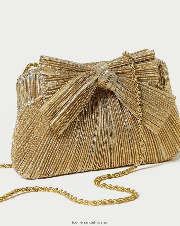 esso Loeffler Randall donne mini pochette con fiocco rochelle oro T4022J365 borse