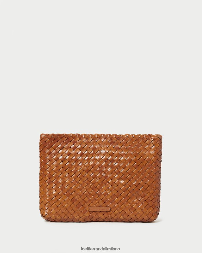 esso Loeffler Randall donne pochette marissa in tessuto piatto rivestire di legno T4022J353 borse
