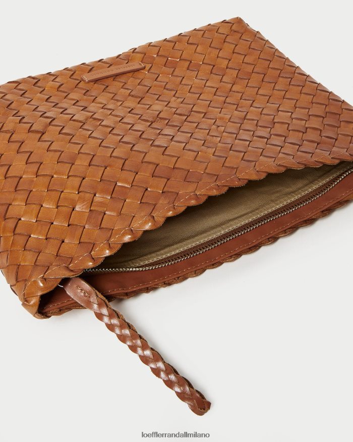 esso Loeffler Randall donne pochette marissa in tessuto piatto rivestire di legno T4022J353 borse