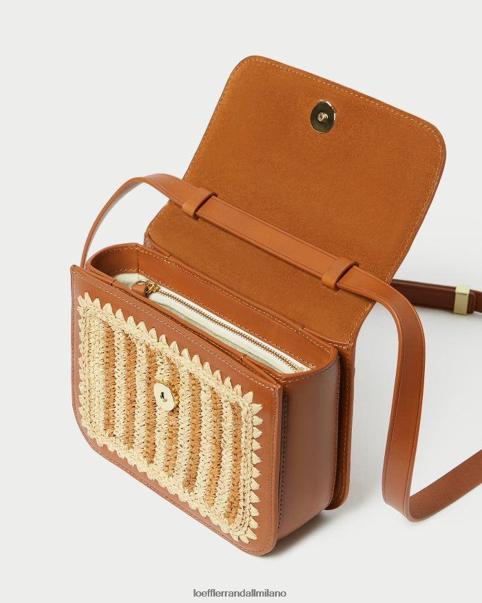 esso Loeffler Randall donne tracolla Kenton all'uncinetto naturale/marrone/cognac T4022J328 borse