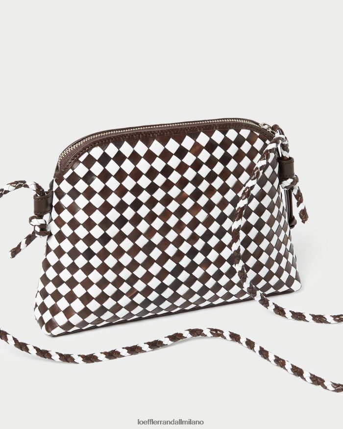 esso Loeffler Randall donne tracolla in tessuto Mallory cioccolato/bianco T4022J332 borse