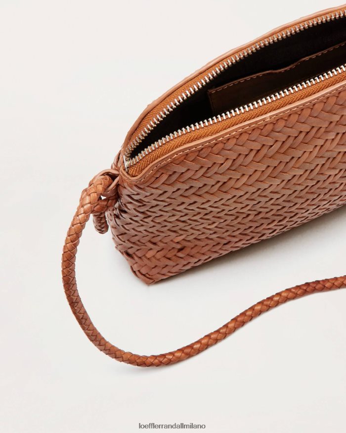 esso Loeffler Randall donne tracolla in tessuto marrone Mallory rivestire di legno T4022J324 borse