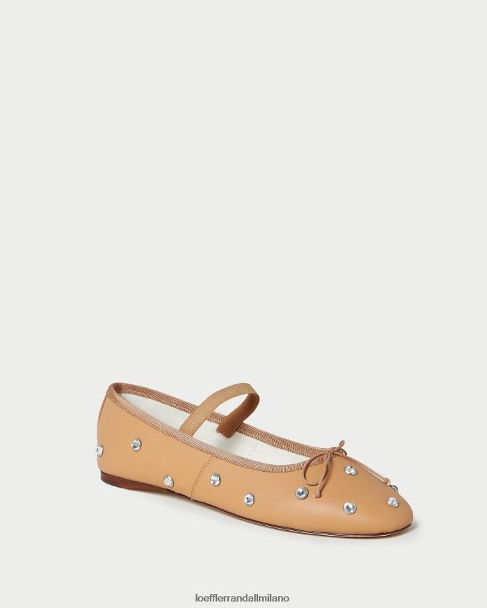 esso Loeffler Randall donne Ballerina leonie caramello/cristallo T4022J303 scarpe
