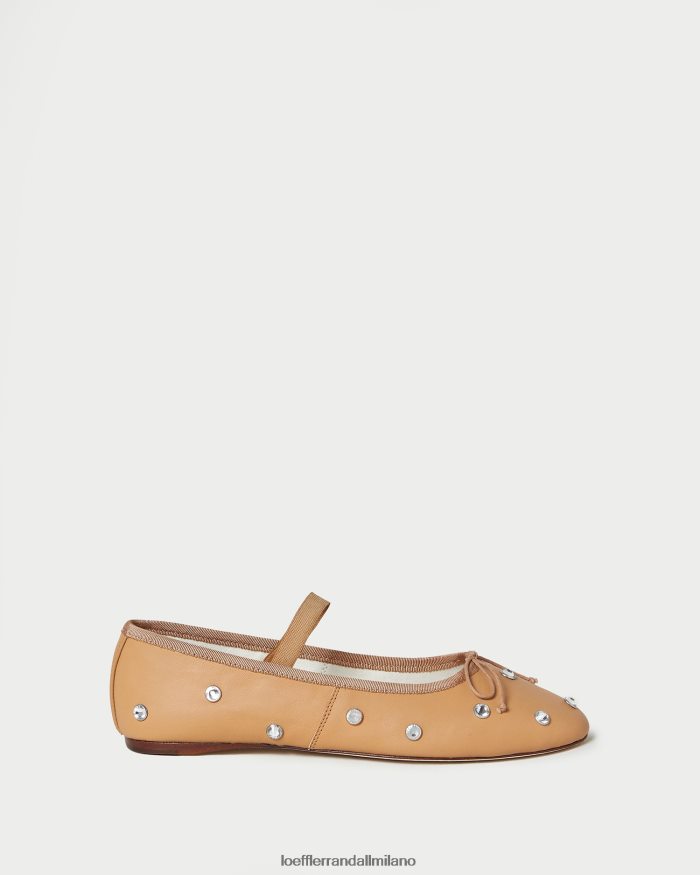esso Loeffler Randall donne Ballerina leonie caramello/cristallo T4022J303 scarpe