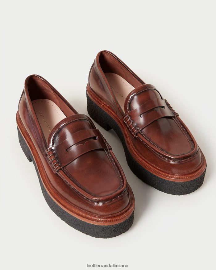 esso Loeffler Randall donne mocassino con plateau rikki marrone T4022J312 scarpe