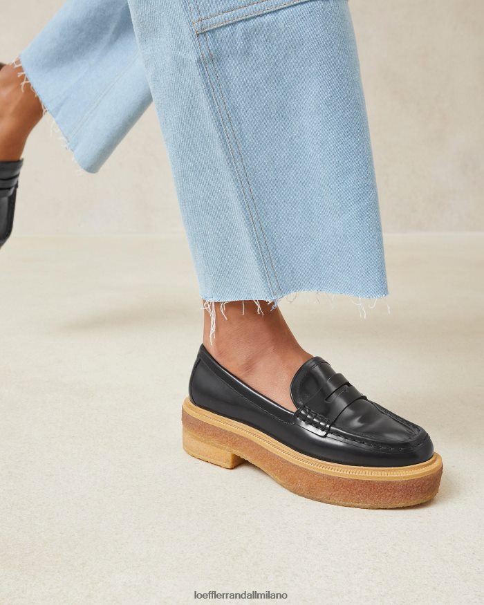 esso Loeffler Randall donne mocassino con plateau rikki nero T4022J311 scarpe