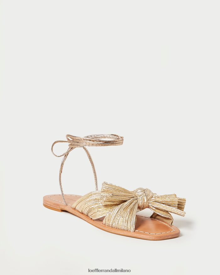 esso Loeffler Randall donne Scivolo con fiocco plissettato in peonia oro T4022J103 scarpe