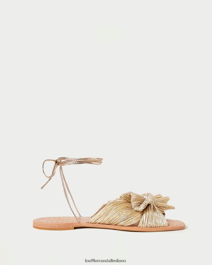 esso Loeffler Randall donne Scivolo con fiocco plissettato in peonia oro T4022J103 scarpe