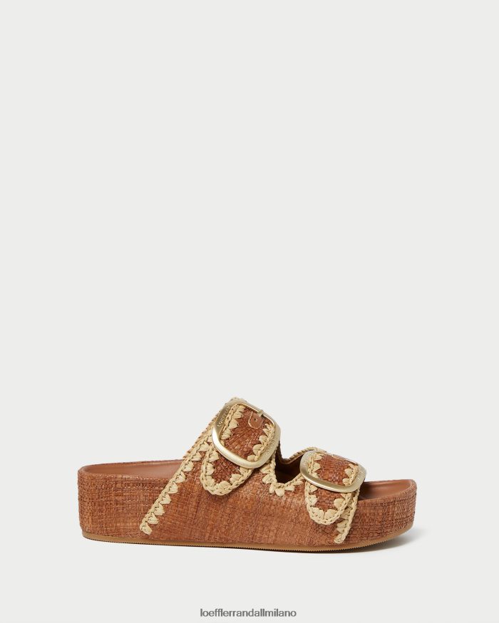 esso Loeffler Randall donne Theo sandalo con plantare marrone cuona/naturale T4022J121 scarpe
