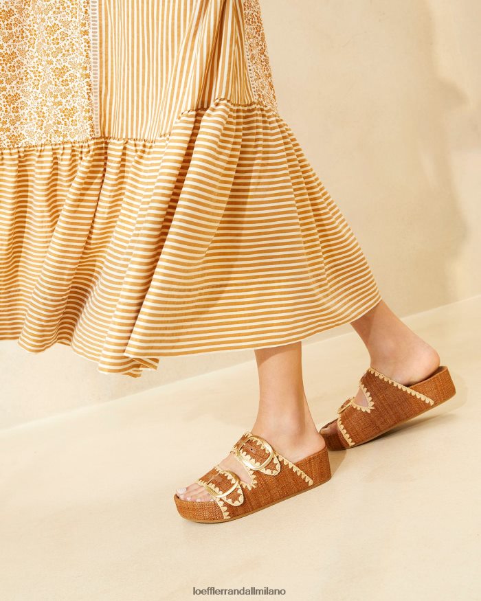 esso Loeffler Randall donne Theo sandalo con plantare marrone cuona/naturale T4022J121 scarpe