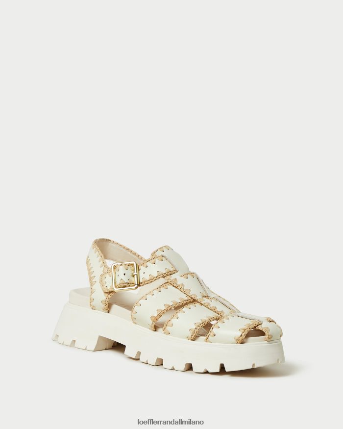 esso Loeffler Randall donne sandalo a gabbia talia crema/naturale T4022J112 scarpe