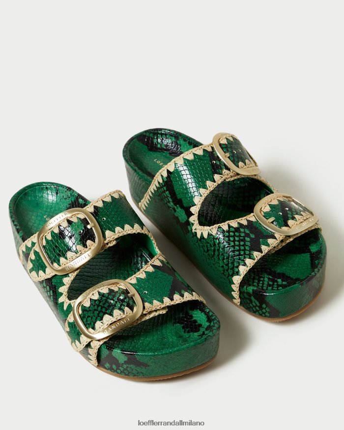 esso Loeffler Randall donne sandalo con plantare theo verde/naturale T4022J120 scarpe