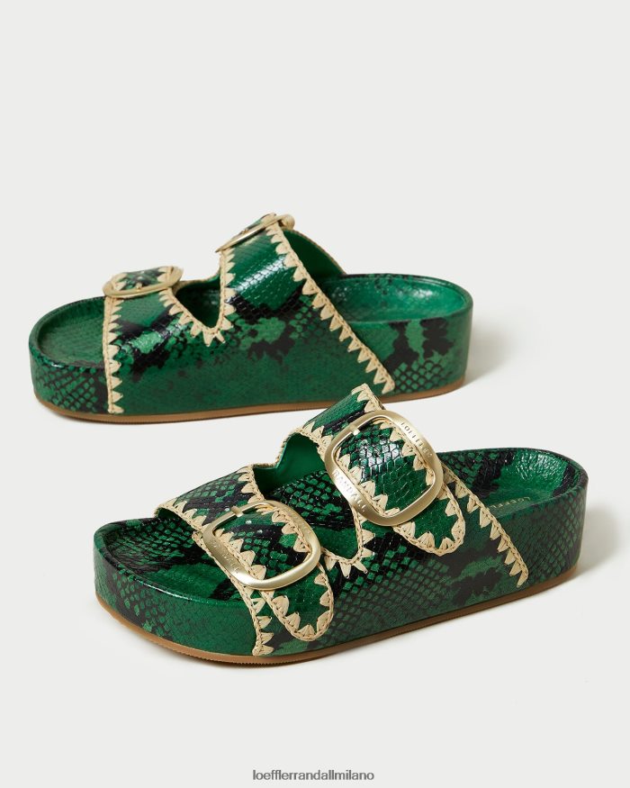 esso Loeffler Randall donne sandalo con plantare theo verde/naturale T4022J120 scarpe