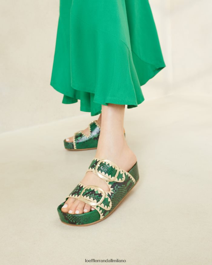 esso Loeffler Randall donne sandalo con plantare theo verde/naturale T4022J120 scarpe
