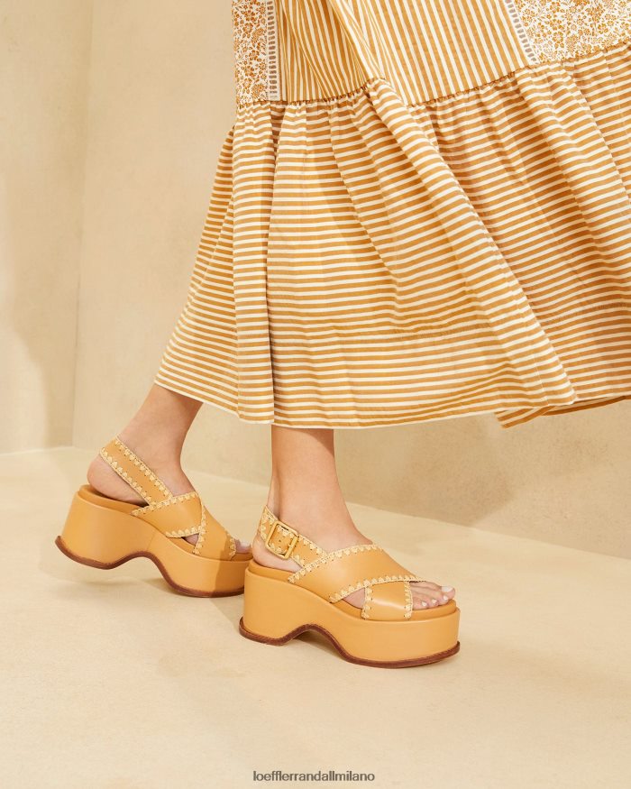 esso Loeffler Randall donne sandalo con plateau mae miele/naturale T4022J128 scarpe