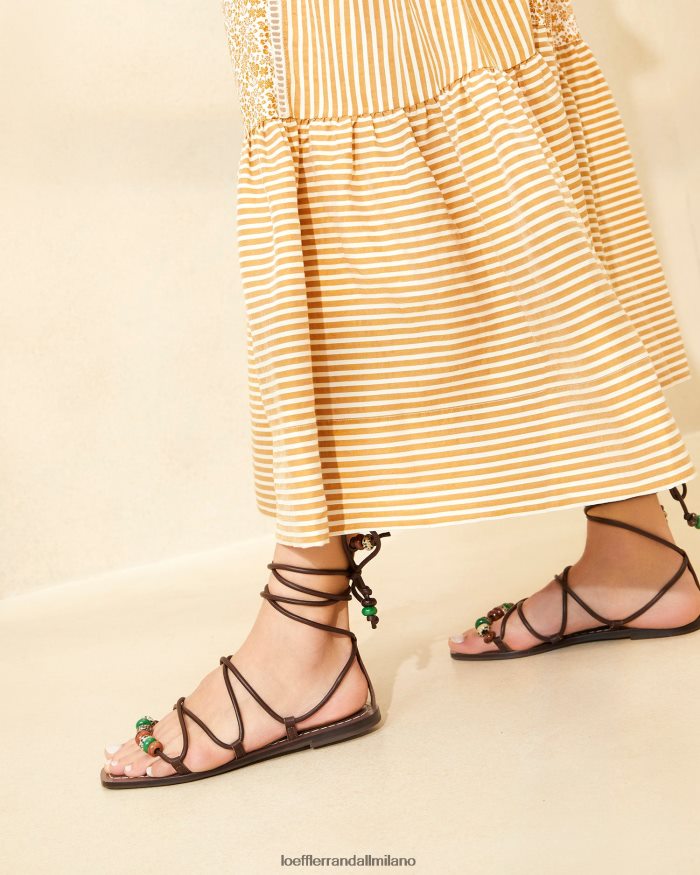 esso Loeffler Randall donne sandalo stringato con nodo colleen cioccolato T4022J134 scarpe