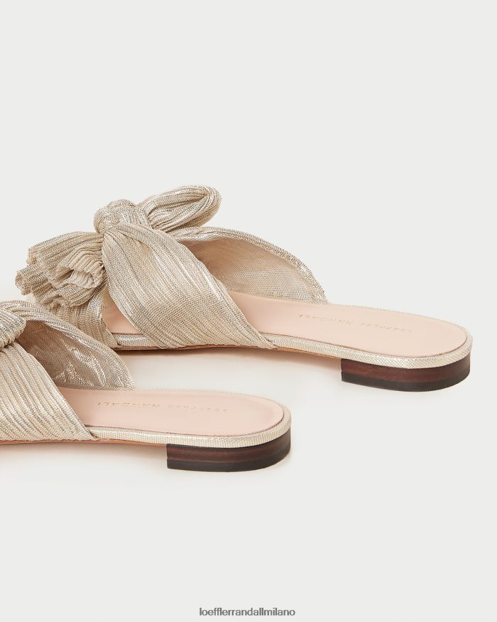 esso Loeffler Randall donne scivolo con fiocco plissettato Daphne platino T4022J100 scarpe
