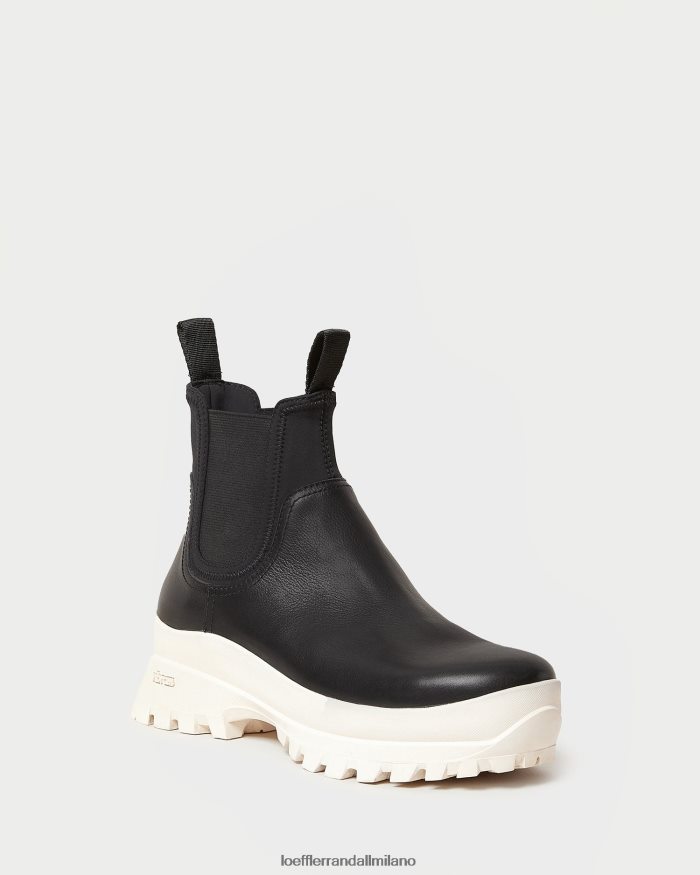 esso Loeffler Randall donne stivale antipioggia Tara Crema nero bianco T4022J280 scarpe