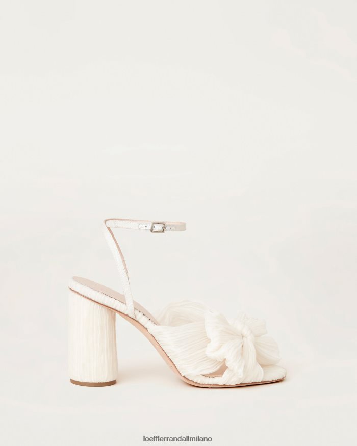 Esso Loeffler Randall donne tacco con fiocco plissettato camelia perla vegana T4022J1 scarpe